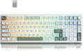 RK ROYAL KLUDGE R98 Pro - Teclado mecánico inalámbrico, teclado cremoso Bluetooth/2.4GHz/RGB con cable para juegos con teclado numérico y perilla, teclas PBT de perfil MDA, interruptor táctil intercambiable en caliente, cian