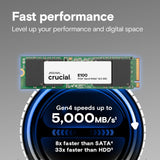 Crucial E100 2TB M.2 NVMe PCIe Gen4 SSD interno, hasta 5.000MB\/s,...