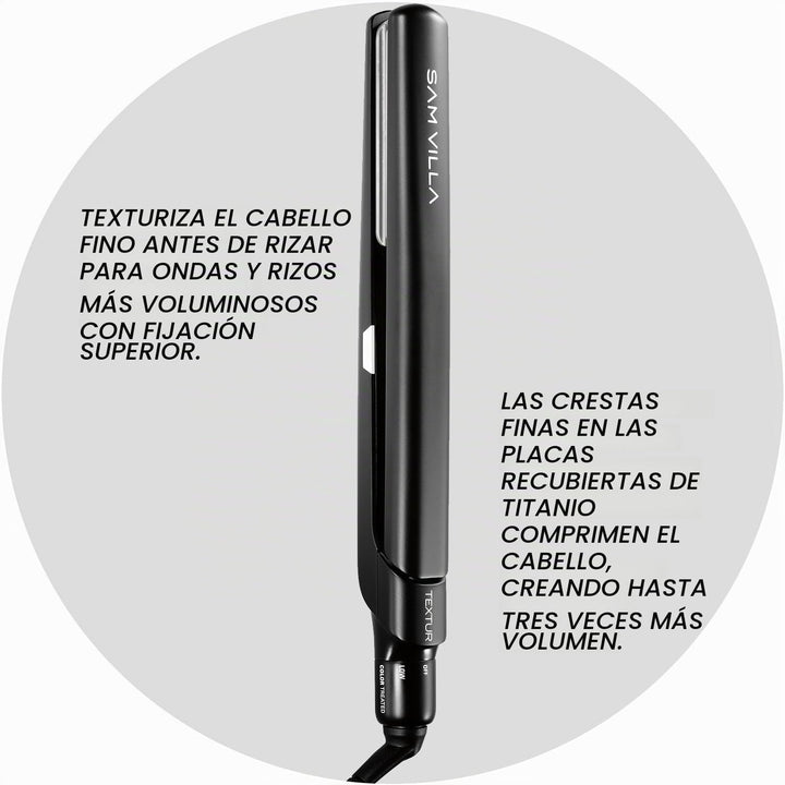 Sam Villa TEXTUR - Plancha de pelo texturizadora profesional con co...