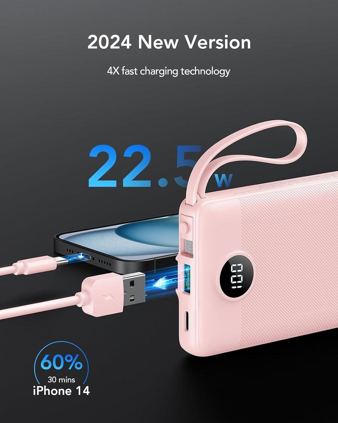 VRURC - Cargador de teléfono portátil, 20W PD de carga rápida portá...