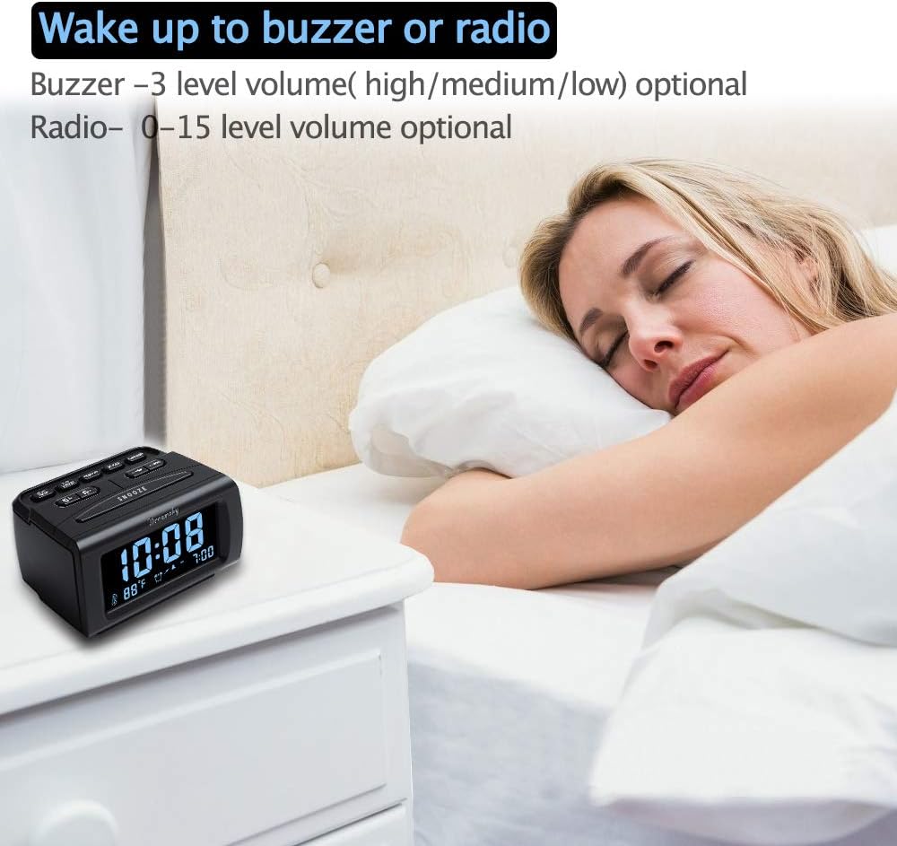 DreamSky Radio despertador para dormitorios con batería de respaldo