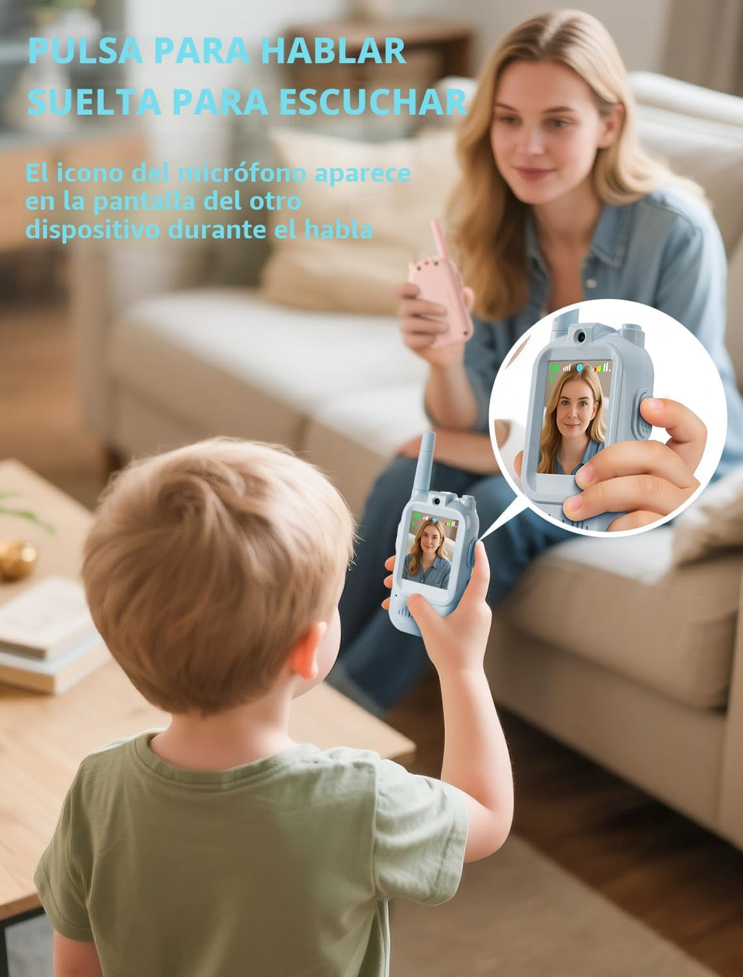 Walkie Talkie para niños con video: paquete de 2 juguetes recargabl...