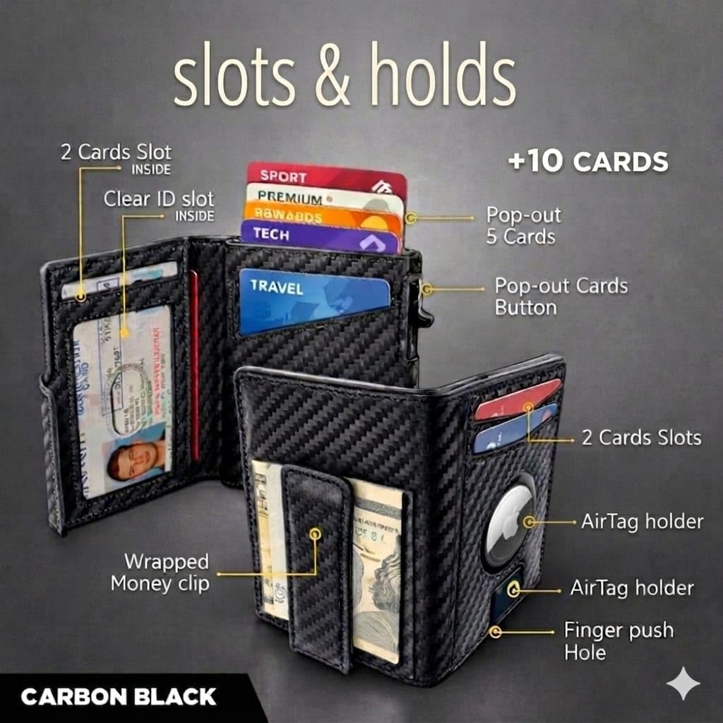 Cartera para hombre con soporte AirTag, bloqueo RFID, soporte para...