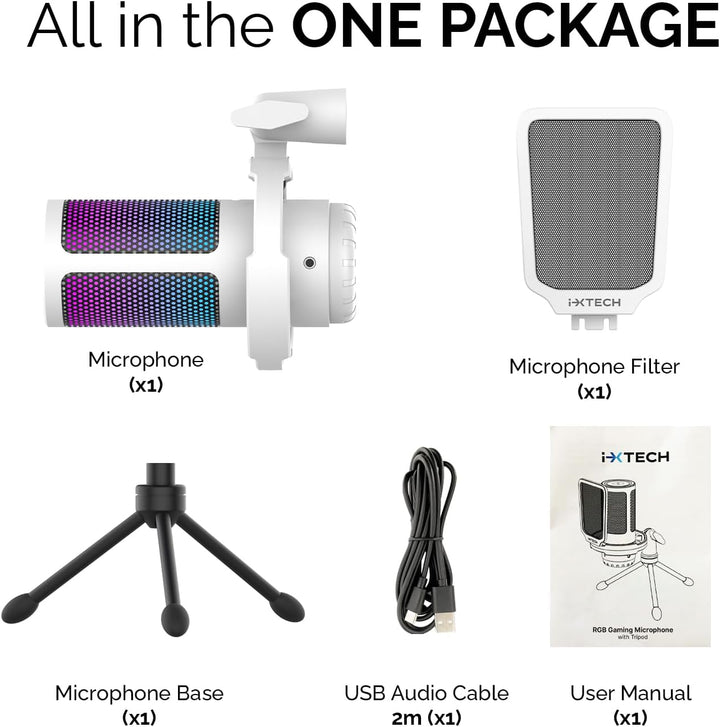 IXTECH Micrófono USB para juegos para PC, micrófono de condensador...