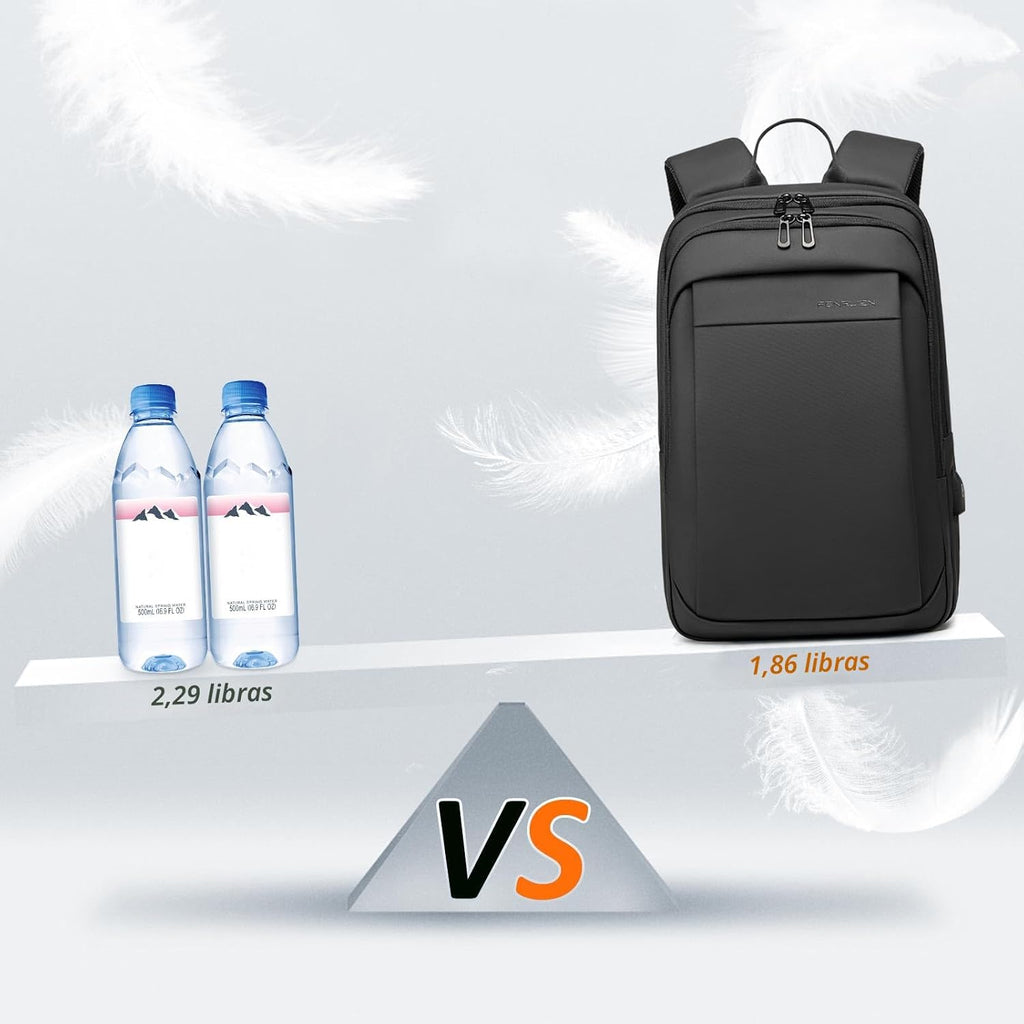 FENRUIEN Mochila delgada para laptop de 15.6 pulgadas, color negro