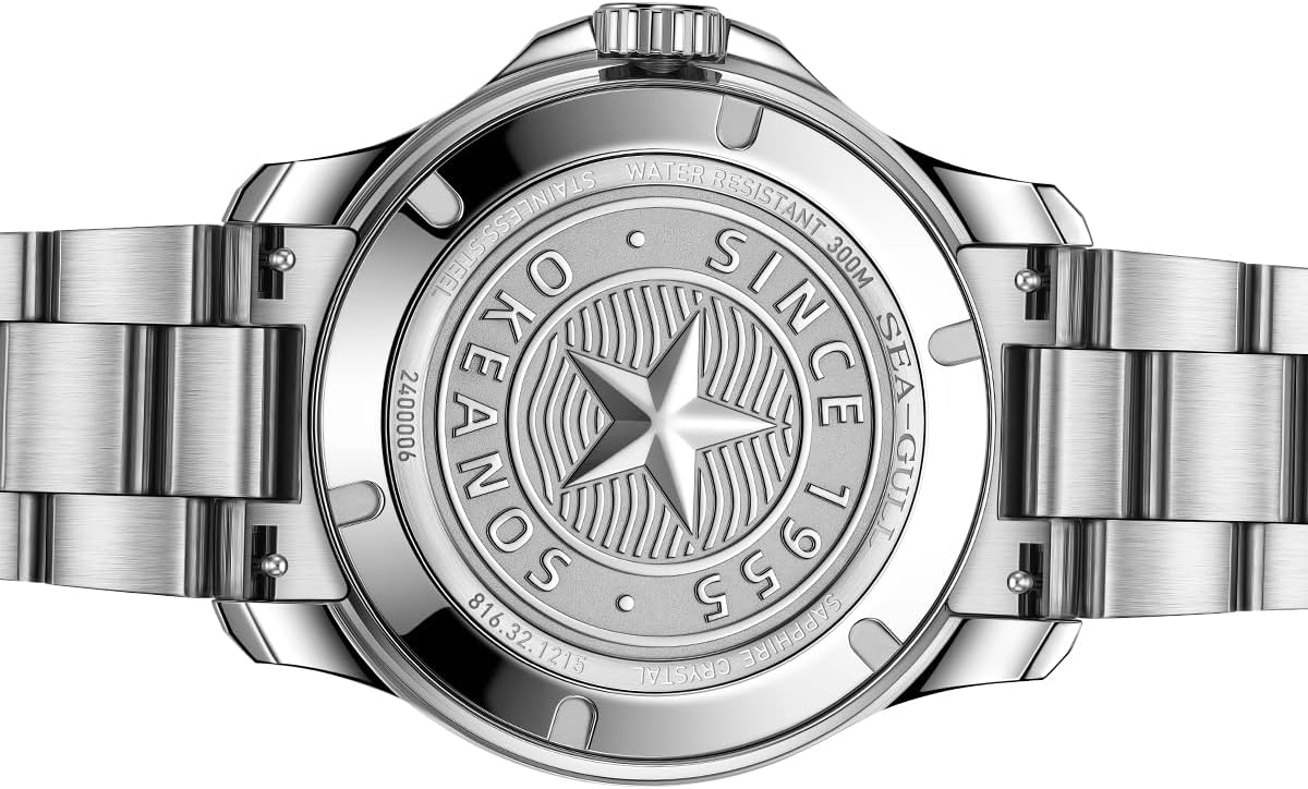 SEA-GULL Reloj divisorio 300M impermeable automático reloj de pulsera mecánico fase lunar luminiscente hombres relojes 816.32.1215