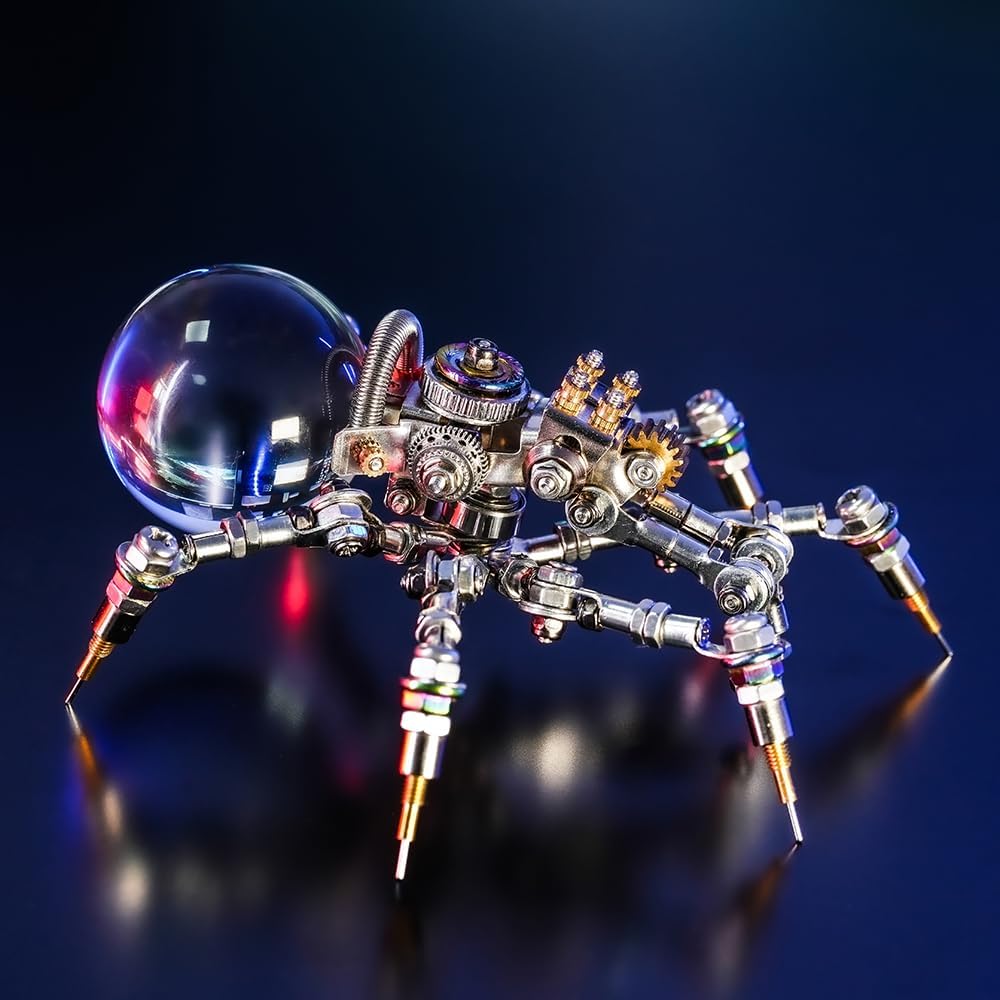 Lámpara Mostarle Lámpara de Cristal Araña Saltarina Rompecabezas de Metal 3D, Arcynix Kit de Modelo DIY Araña Mecánica Sci-Fi Decoración Steampunk, Regalo Creativo y Decoración Futurista del Hogar para
