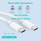Cargador rápido para iPhone 18 17 16 15, paquete de 3 unidades USB C iPad carga PD bloque de carga rápida 6 pies de largo USBC a tipo C i cable de carga de teléfono para iPhone Duo/18 Pro/17 Air/Pro