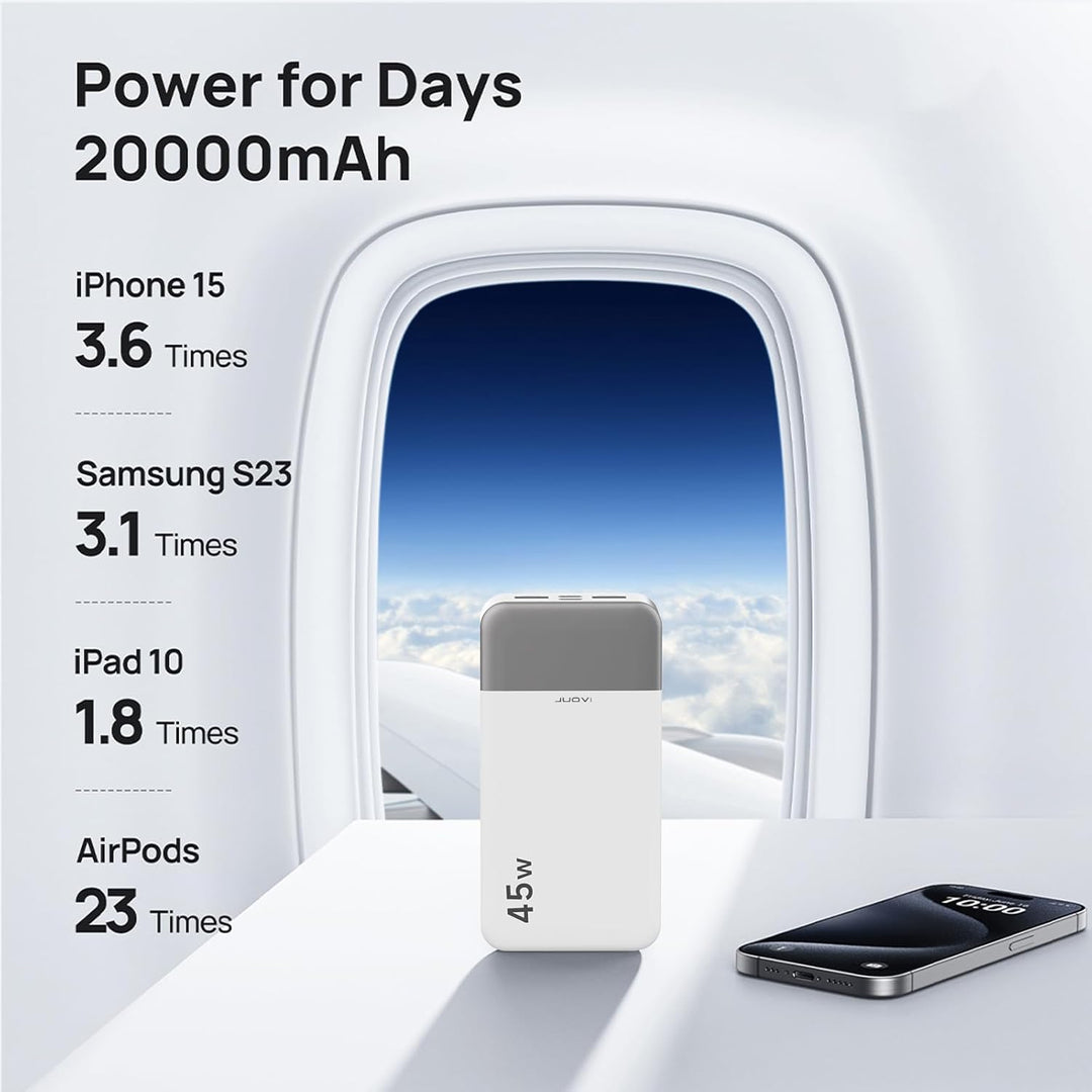 JUOVI UOVI J2621 Cargador portátil de batería de 20000 mAh, 45 W, P...