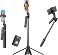 Trípode para selfie de seguimiento automático de 70.9 pulgadas para iPhone Android, sin aplicación, trípode de rotación de 360° que sigue tu movimiento con control remoto para transmisión en vivo, TikTok, YouTube