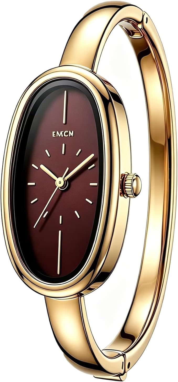 Reloj de pulsera minimalista con brazalete ovalado delicado para mujer