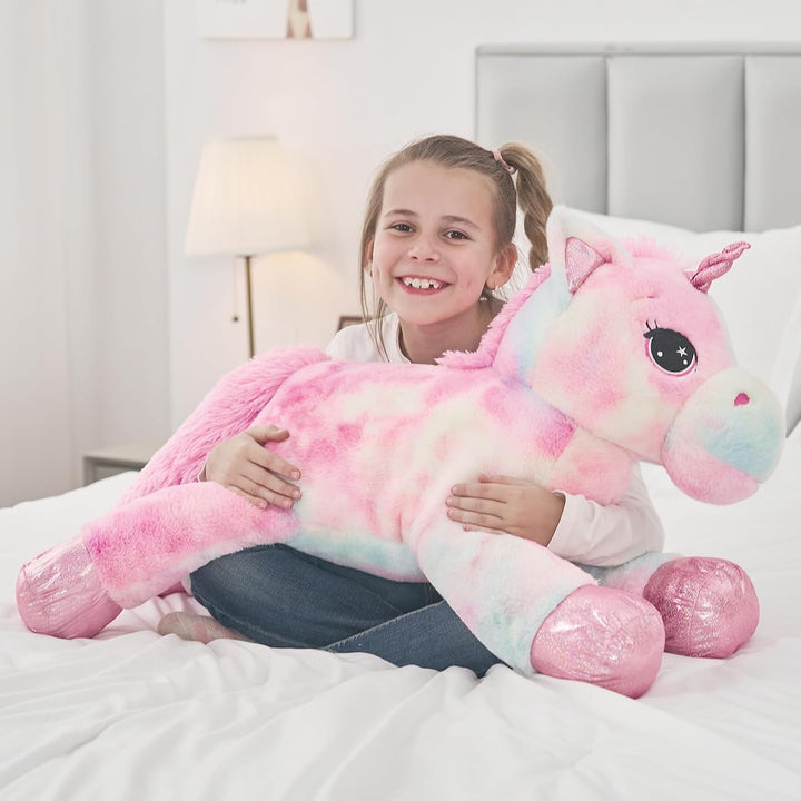 Tezituor Juguetes de peluche de unicornio gigante de 32 pulgadas, l...