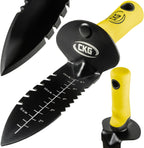 Pala detector de metales, herramienta de excavación de doble borde dentado resistente, con cuchillo para jardinería, caza, campamento, deshierbe, plantación y búsqueda de tesoros, color negro
