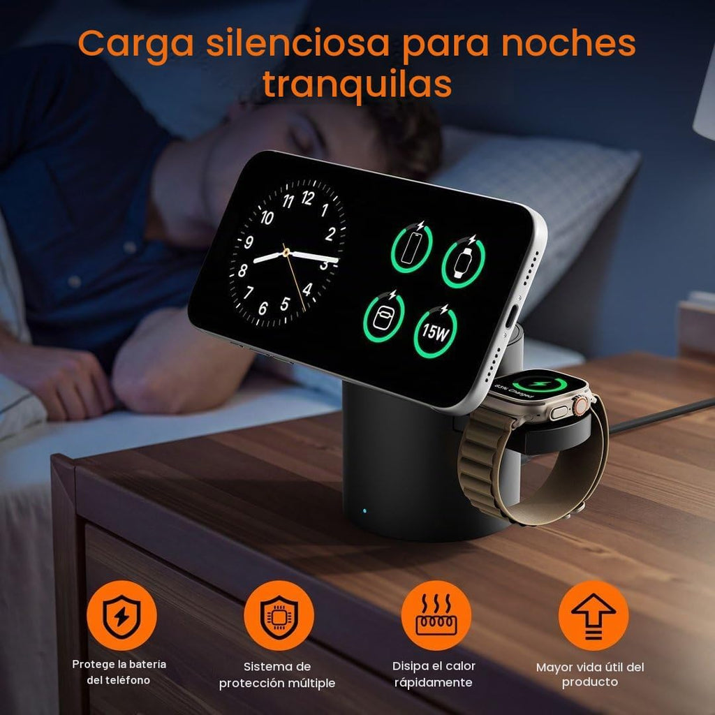 Soporte magnético plegable 3 en 1 cargador inalámbrico para iPhone Watch