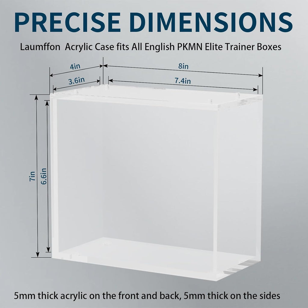 Elite Trainer Box Acrylic Display Case Stackable- ETB Protector Case con Strong Magnets Sliding Lid -5mm +5mm Ultra Thick Acrylic compatible con Elite Trainer Boxes-3 Pack