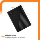 WD 2TB My Passport, Disco duro externo portátil, negro, software de...