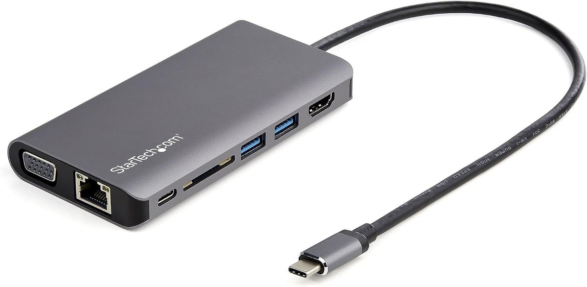 StarTech - Base de viaje USB-C 8 en 1, HDMI o VGA 4K, 100 W PD, SD, GbE