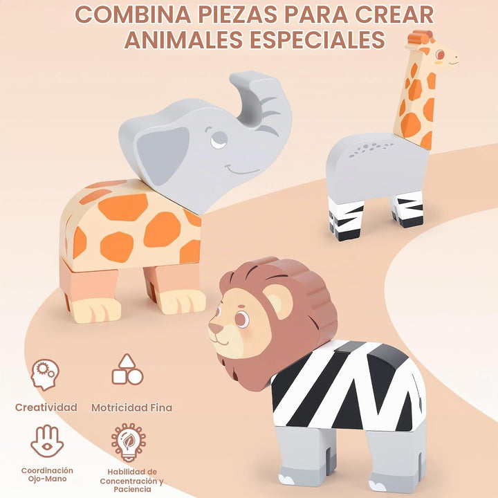 Joyreal Juego de juguetes magnéticos de animales de la selva, 16 pi...