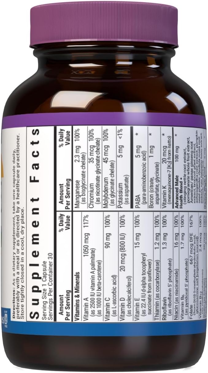 Bluebonnet Nutrition One for Men Whole Food-Based Multiple, nutrici...