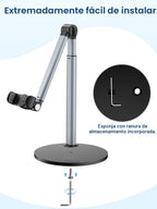 Soporte de Teléfono Aéreo de Aluminio Resistente para Grabación, Trípode Ajustable para iPhone para Tomas Aéreas, Soporte Resistente para Cocinar, Manualidades, Filmación, Pintura – Perfecto para