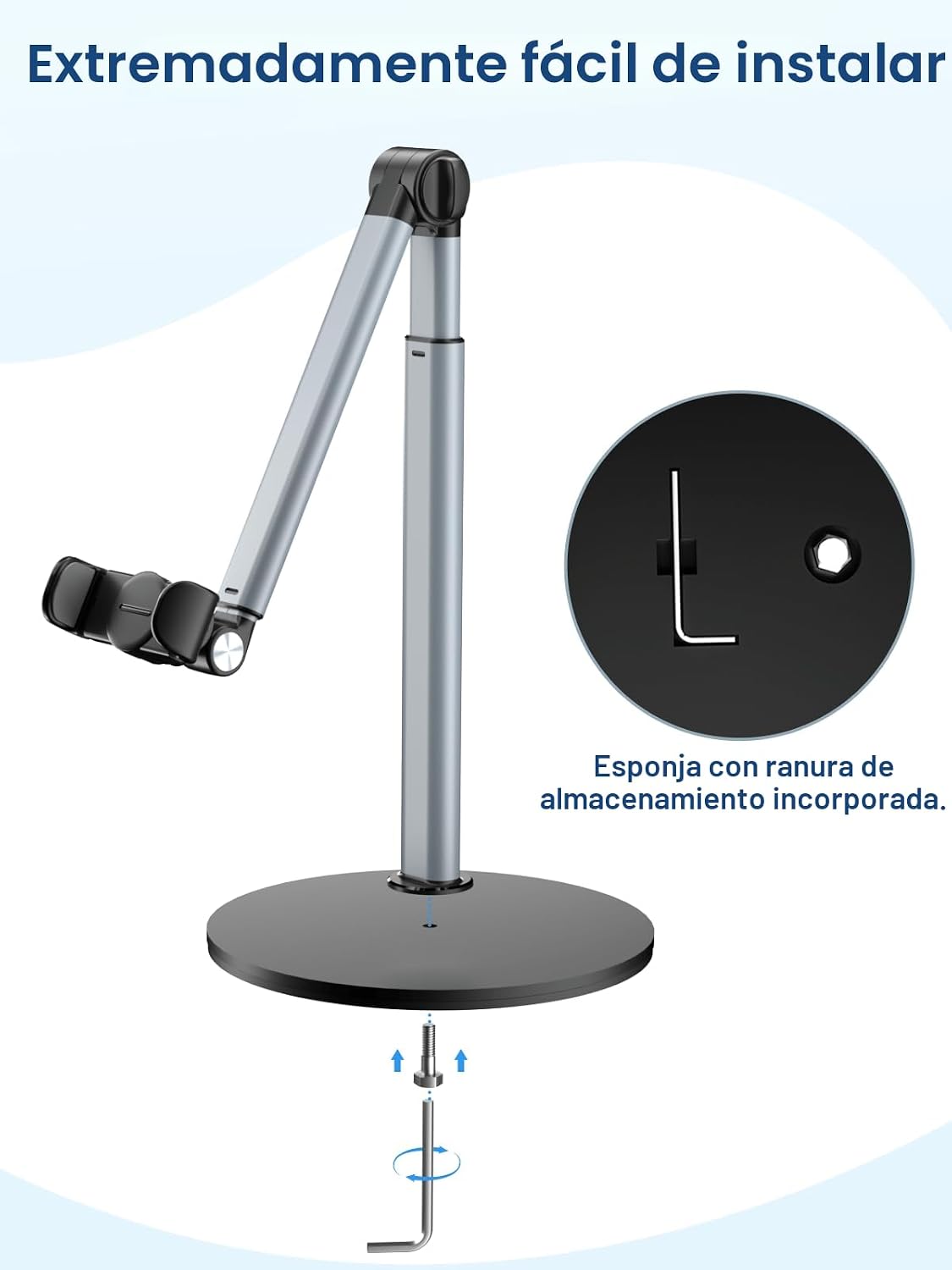 Soporte de Teléfono Aéreo de Aluminio Resistente para Grabación, Trípode Ajustable para iPhone para Tomas Aéreas, Soporte Resistente para Cocinar, Manualidades, Filmación, Pintura – Perfecto para