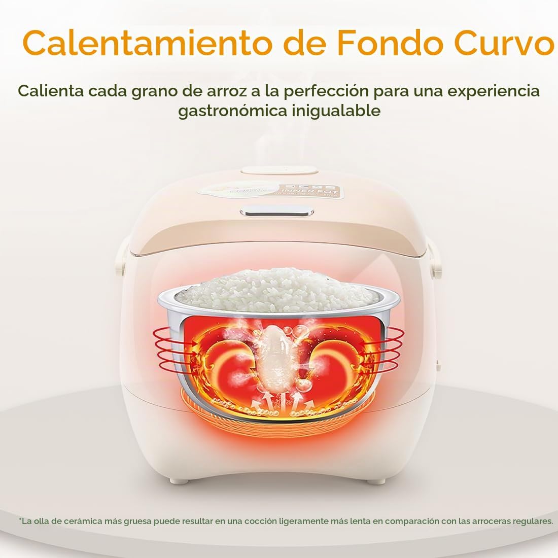 Joydeem Rice Cooker de Cerámica, 6 tazas de arroz crudo Cocinadores con Olla Interior de Cerámica Pura, Saludable y Libre de PFOA, 3L/3.2 qt, DFB-C300