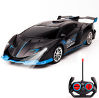 Auto a control remoto para niños a escala 1/18 recargable a control remoto, Negro y azul
