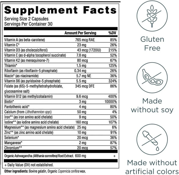 Ancient Nutrition Multivitamínico para mujeres 50+ con Ashwagandha...