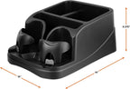 Armor All Organizador de consola de automóvil, organizador de asiento de automóvil con 2 portavasos ajustables, 3 compartimentos de almacenamiento grandes, cinturón de seguridad para sujeción segura