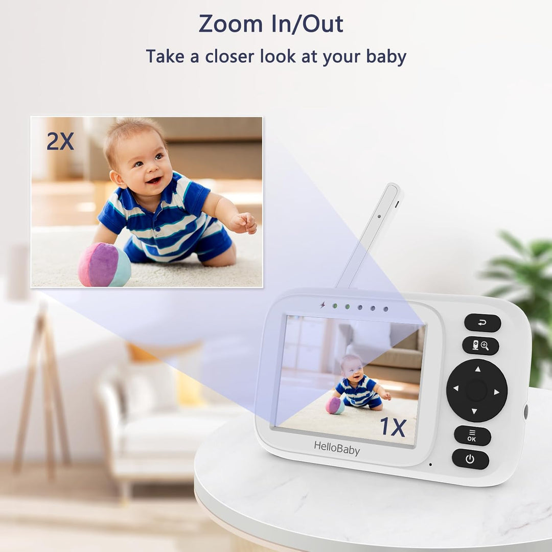 HelloBaby Monitor de bebé con cámara y audio, pantalla IPS de 3.2 p...