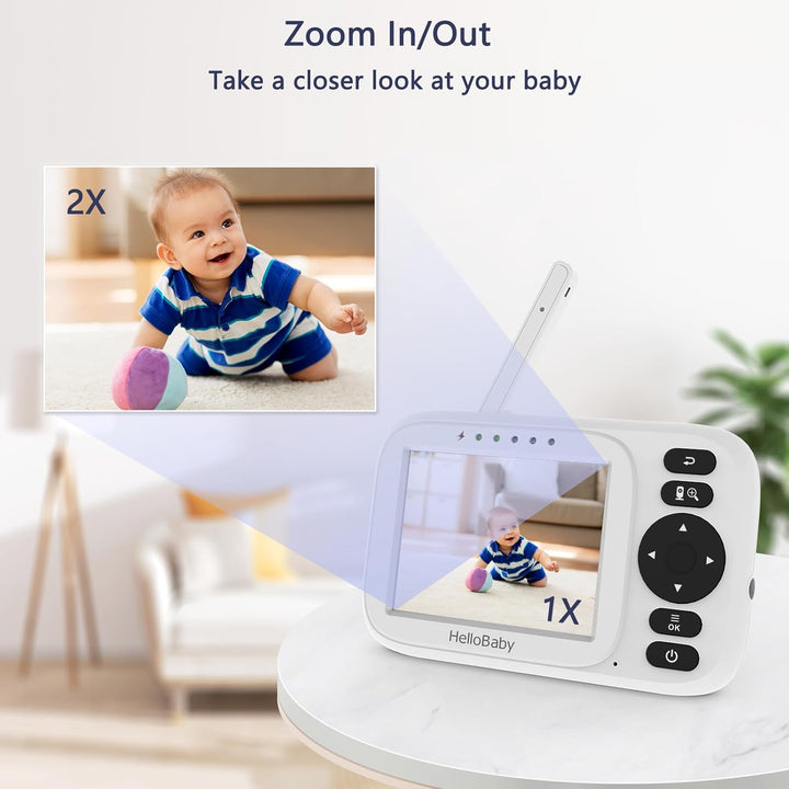 HelloBaby Monitor de bebé con cámara y audio, pantalla IPS de 3.2 p...