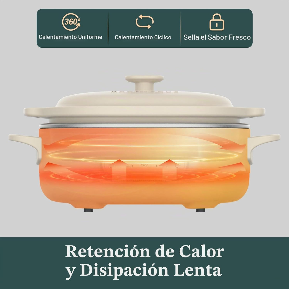 Claypot olla de cocción lenta de 4 cuartos de galón, olla multicocción 8 en 1 con programación flexible, bandeja extraíble, antiadherente, apta para horno hasta 450 °F, avena