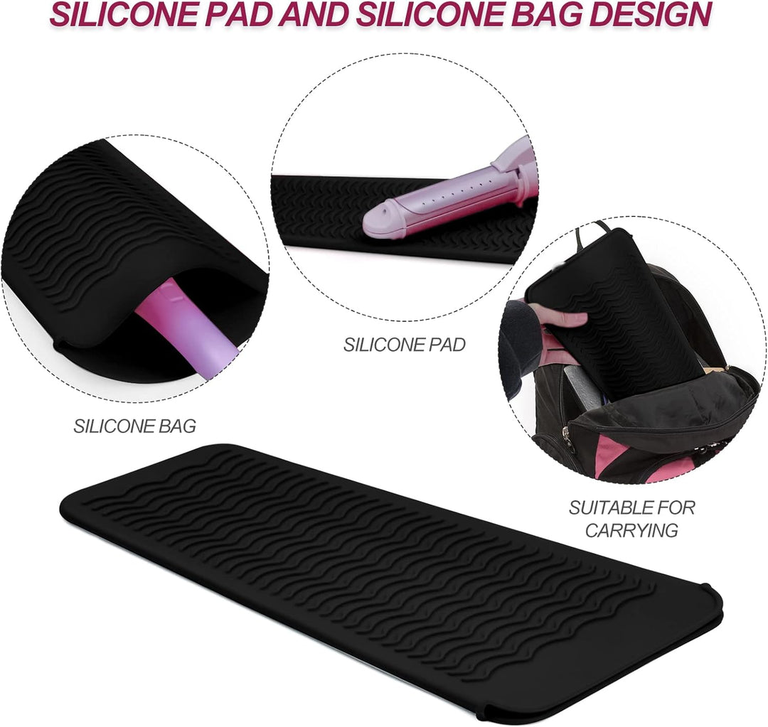 Bolsa de silicona resistente al calor para alisadora de cabello, ri...
