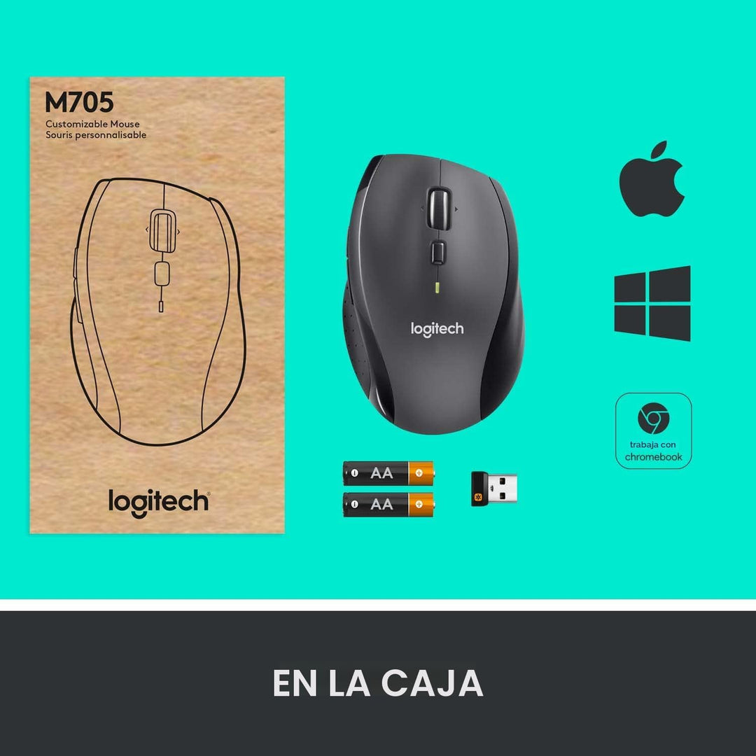 Ratón inalámbrico Logitech M705 Marathon, ratón inalámbrico para ju...