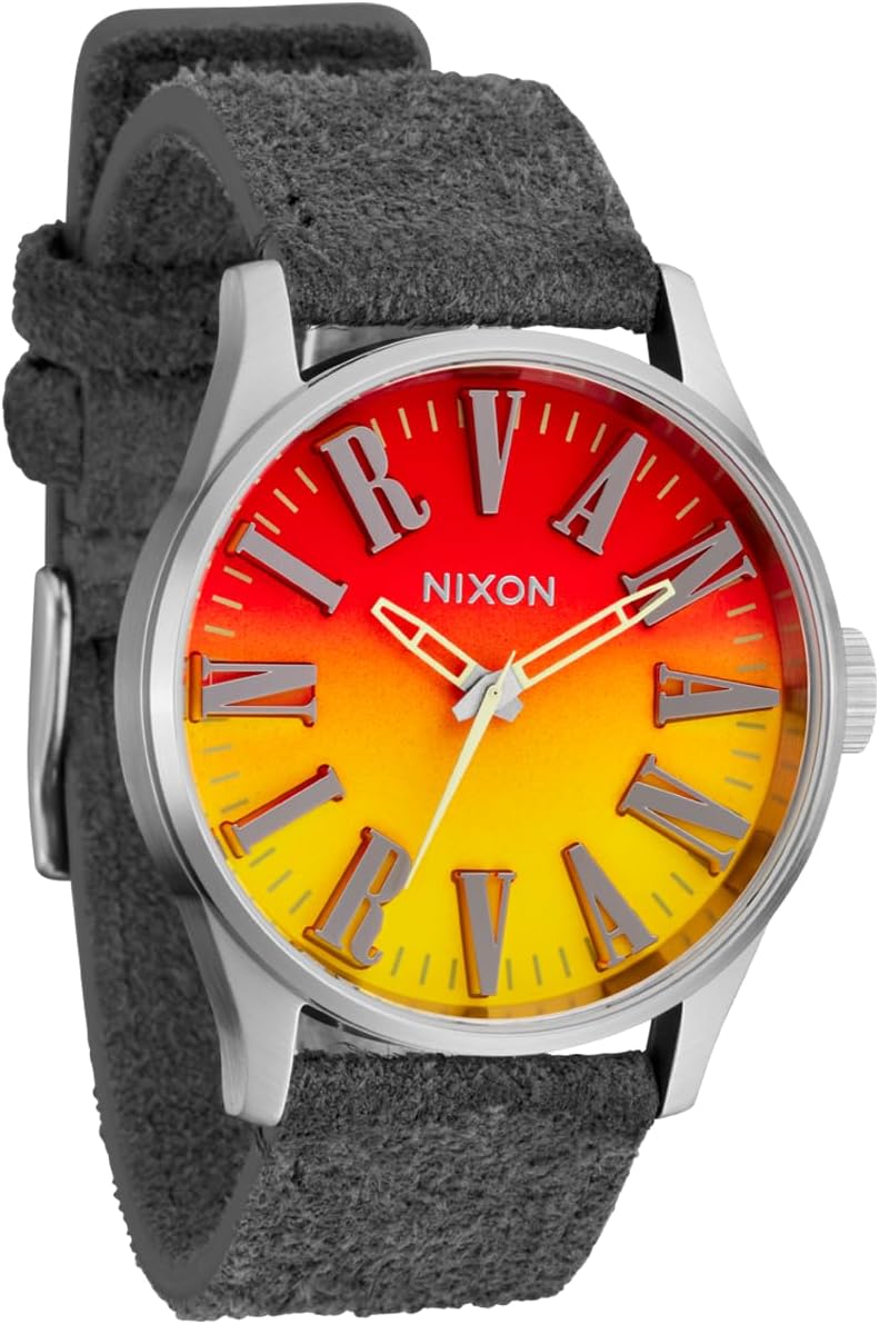 NIXON x Nirvana Sentry Leather Unplug Fade A1418 - Reloj de cuarzo japonés para hombre