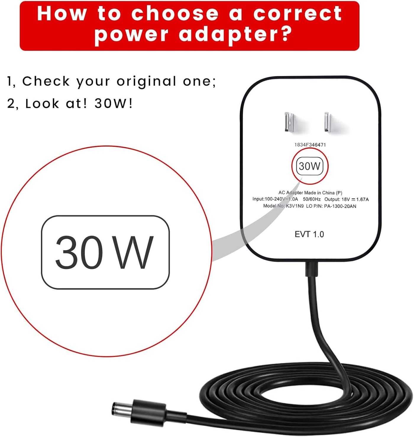 Show 8 - Adaptador de cable de alimentación de repuesto