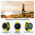 Garmin fēnix® 8 – 47 mm, Solar, Zafiro, Smartwatch GPS Multideportivo Premium, Batería de Larga Duración, Resistente al Buceo, Linterna LED Integrada, Titanio con Banda Amp Amarillo/Grafito