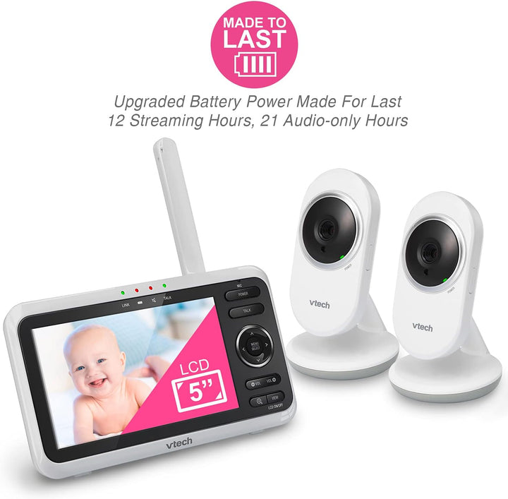 VTech [Actualizado] Monitor de bebé VM350-2, pantalla de 5 pulgadas...