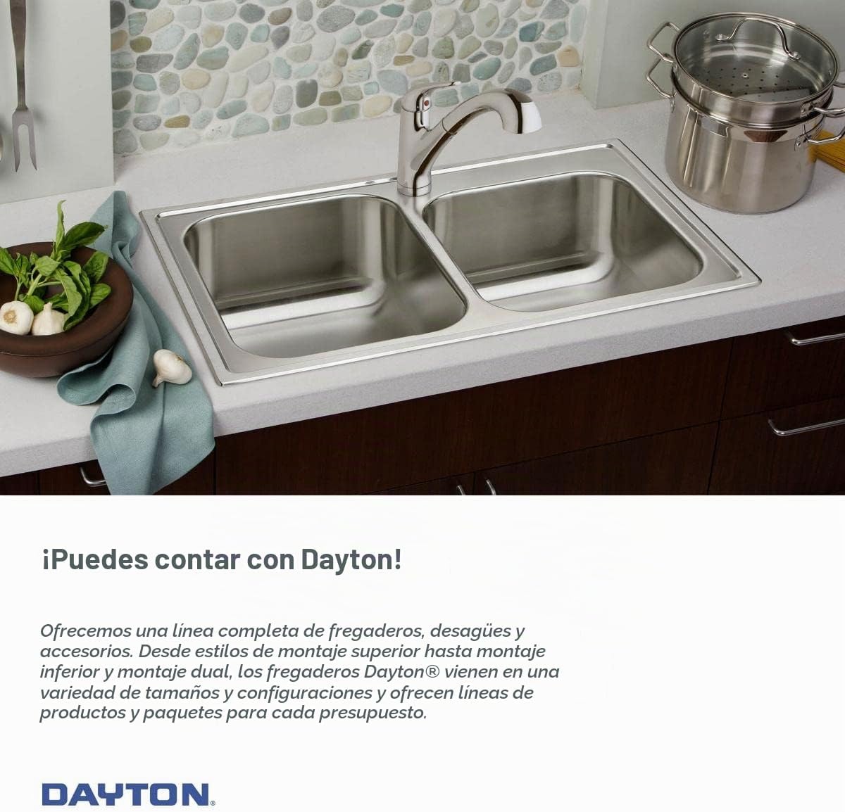 Elkay GE125213 Dayton - Fregadero de acero inoxidable con tapa individual