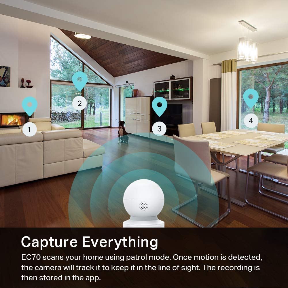 Kasa Smart Cámara de seguridad inteligente de 4MP 2K con cable y panorámica/inclinación, cámara de seguridad inteligente de 1080p HD de 2.4 GHz con visión nocturna, detección de movimiento