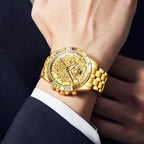 OLEVS Reloj para Hombres Esqueleto Negocio Vestir Acero Inoxidable Impermeable Luminoso Reloj de Pulsera para Hombres