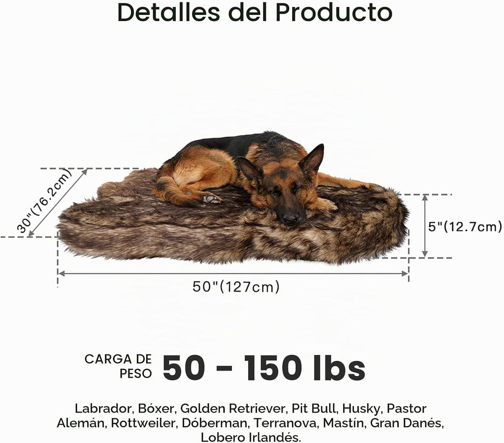 Laifug - Cama para perro de piel sintética de lujo, espuma viscoelástica de