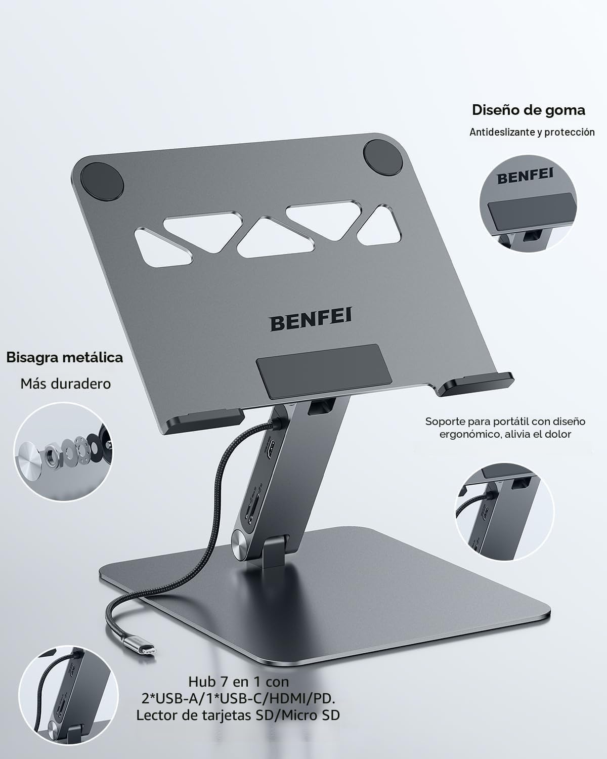 BENFEI Soporte para laptop con estación de acoplamiento USB C 7 en...