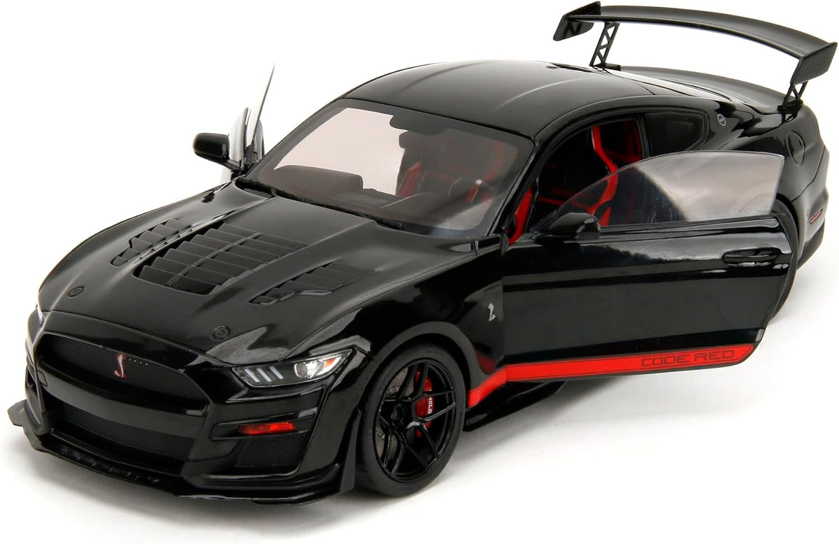 Jada Pink Slips 2022 Shelby GT500 Code Red - Modelo fundido a presión a escala 1:18 con puertas de apertura y dirección de trabajo, para coleccionistas y entusiastas mayores de 14 años, color negro
