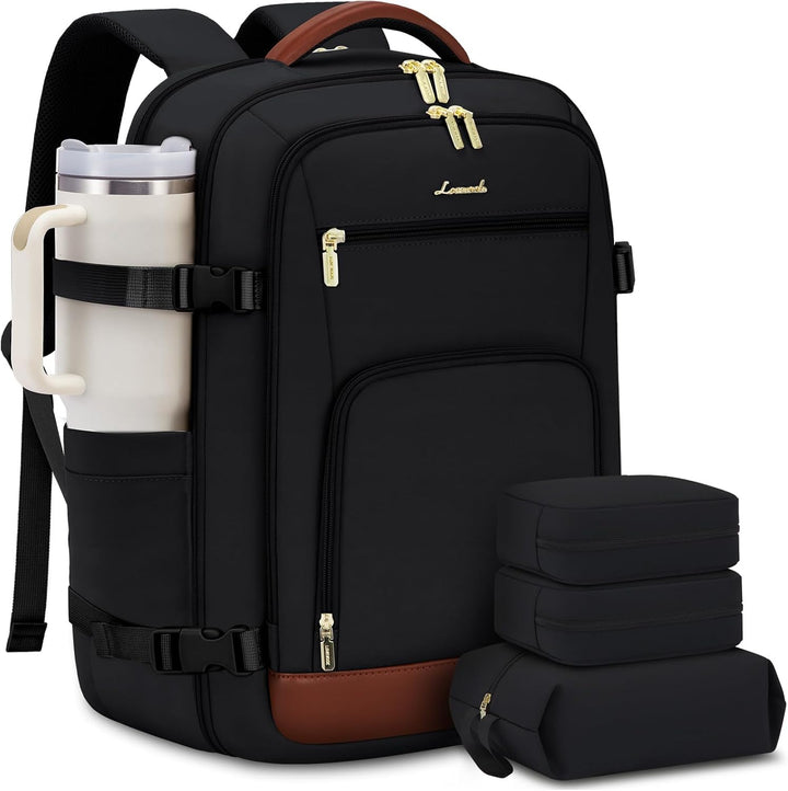 LOVEVOOK Mochila de viaje para mujer y hombre, Negro, marrón, Mochi...