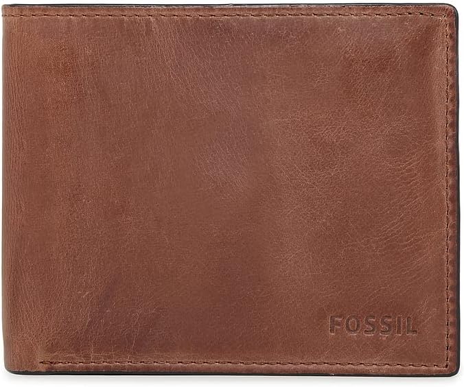 Fossil Men's Derrick Leather RFID-Blocking Bifold with Coin Poc...