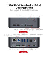 Conmutador KVM de acceso AV USB C Estación de acoplamiento Monitore...