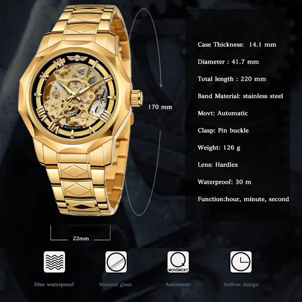 Relojes mecánicos para hombre Tiong, reloj esqueleto automático de lujo para hombres