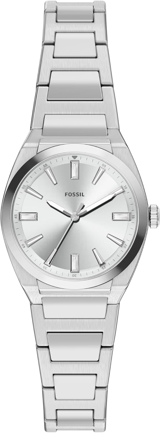 Fossil Reloj Everett de acero inoxidable con tres manecillas para mujer