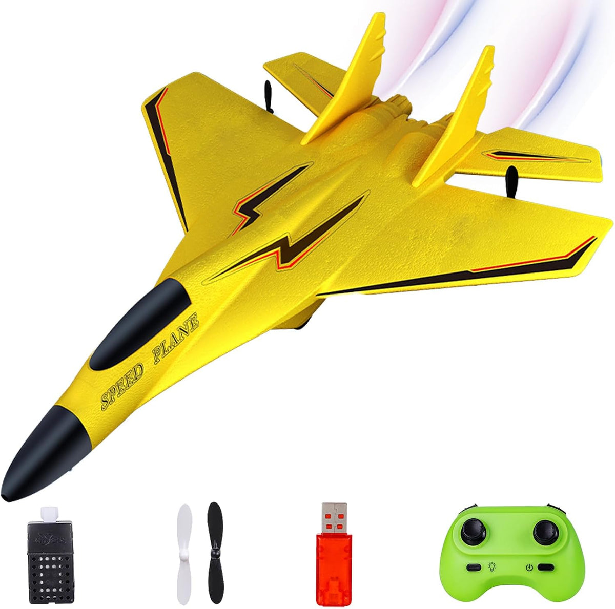 MAXBECK Avión inalámbrico de juguete con luces Su-35 Rc planeador de 2 canales 2.4 GHZ, aviones de control remoto de espuma al aire libre para aviones Hobby Rc